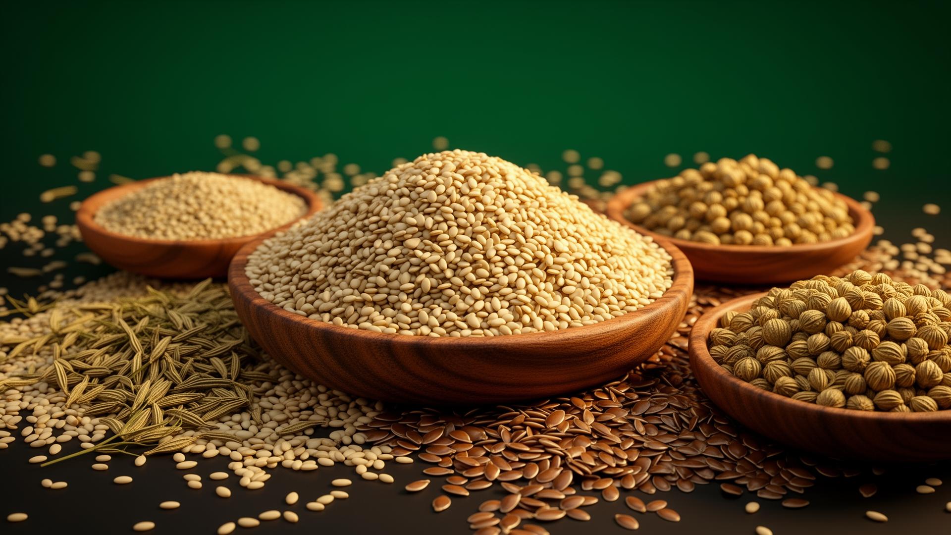 Seeds — Sesame · Fennel · Flax